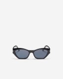 Roots Plastic Slim Cat-Eye Metal Decorated - BLACK