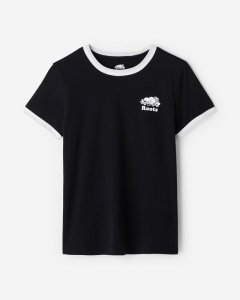 Roots Womens Cooper Ringer T-Shirt - BLACK