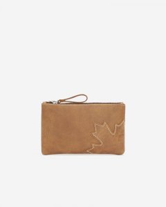 Roots Maple Leaf Medium Zip Pouch Tribe - NATURAL
