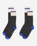 Roots Adult Cotton Cabin Pop Sock 2 Pack - BLACK MIX Roots Adult Cotton Cabin Pop Sock 2 Pack - BLACK MIX