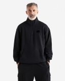 Roots Organic Cooper Relaxed Kanga Half Zip Stein - BLACK/BLACK