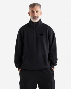 Roots Organic Cooper Relaxed Kanga Half Zip Stein - BLACK/BLACK