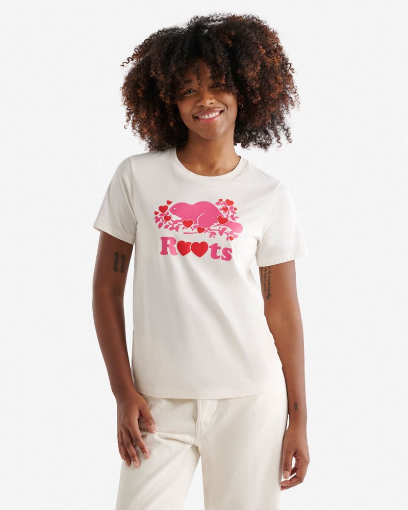 Roots Womens Love Beaver T-Shirt - EGRET