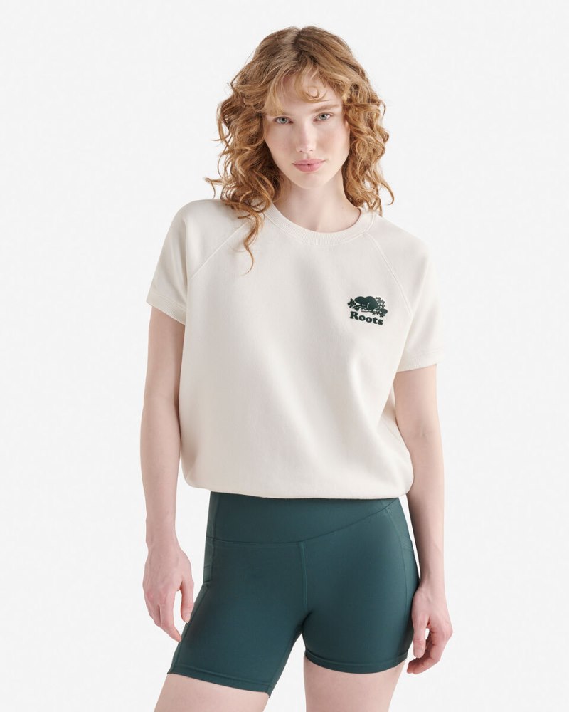 Roots Organic Cooper Short Sleeve Sweatshirt - EGRET