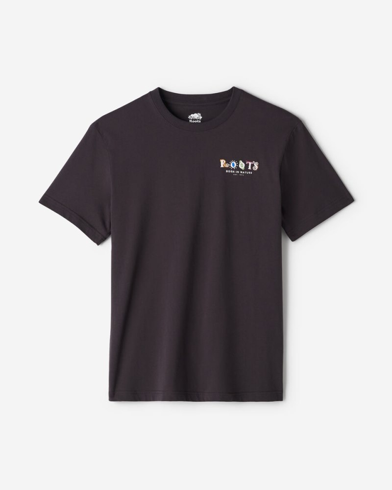 Roots Mens 90's Born In Nature T-Shirt - CHARCOAL BLACK