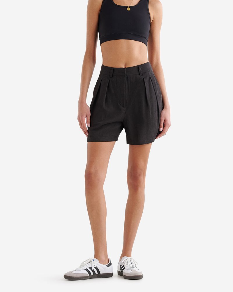 Roots Linen Pleated Walking Short 3.5 Inch - PHANTOM GREY