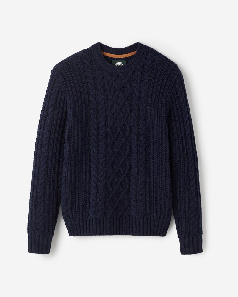 Roots Lodge Cabled Crew Sweater - TRUE NAVY