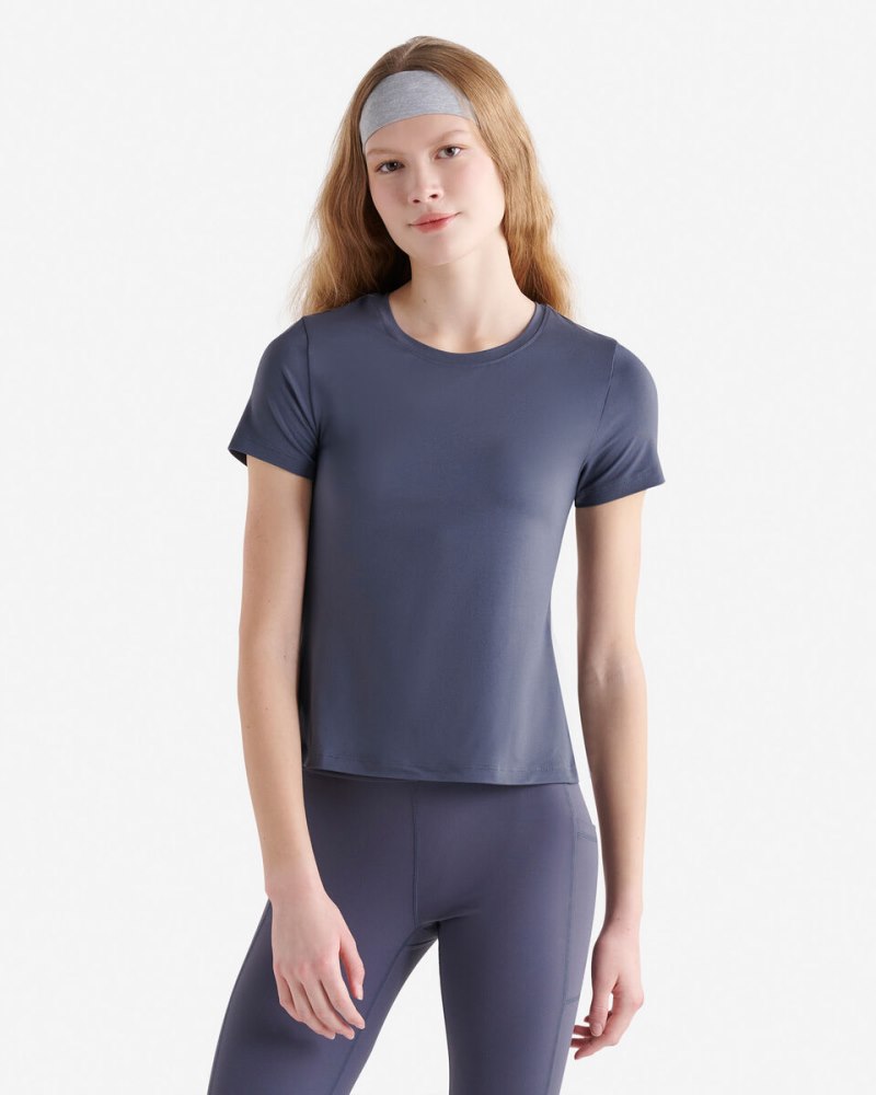 Roots Renew Knit Fitted T-Shirt - DUSTY BLUE